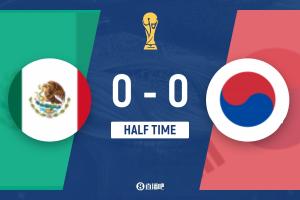 半场-墨西哥0-0韩国 李刚仁开场踩踏染黄韩国半场0射正