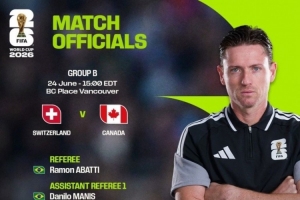 世界杯B组第3轮瑞士VS加拿大裁判安排，巴西裁判组领衔